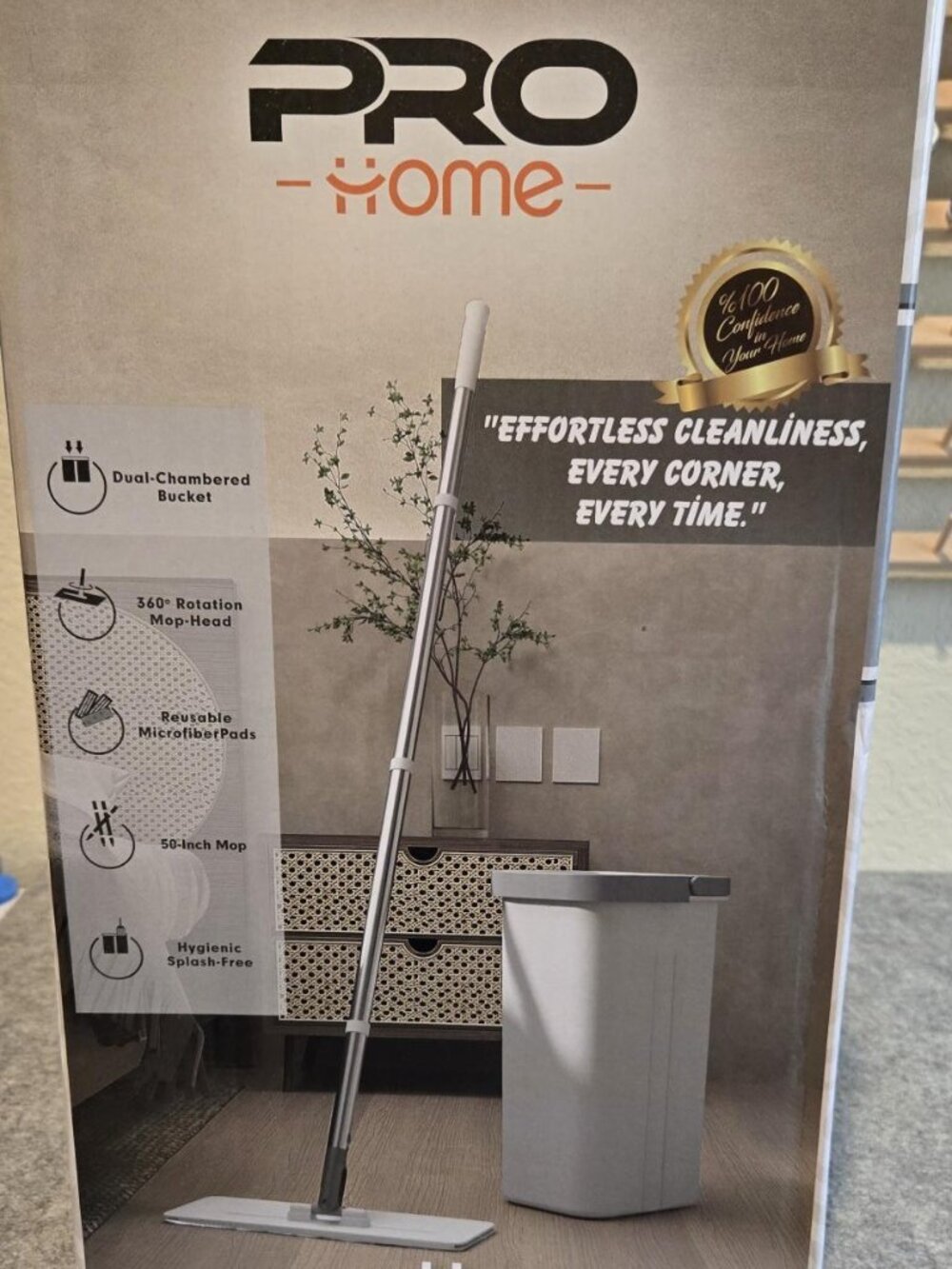Pro Home Squeeze Flat Mop and Bucket System Factory Sealed